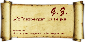Günszberger Zulejka névjegykártya